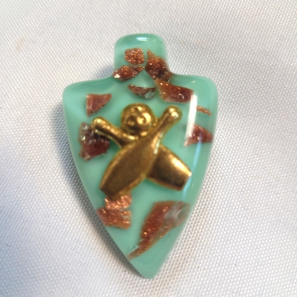 Vintage 1950's Lucite Arrrowhead Bowling Brooch Mod Stylized Enamel Pin Brooch